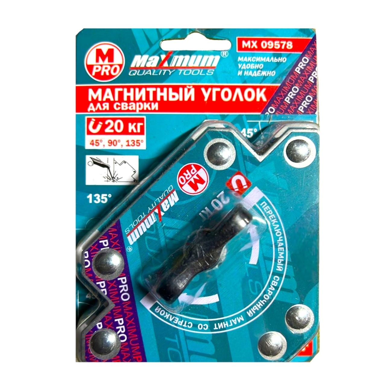 магнитный уголок для сварки с переключателем 12 кг, форма стрелы, "maximum" mx 09578 оптом